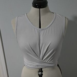 Fabletics White Cropped Twist Tank Top